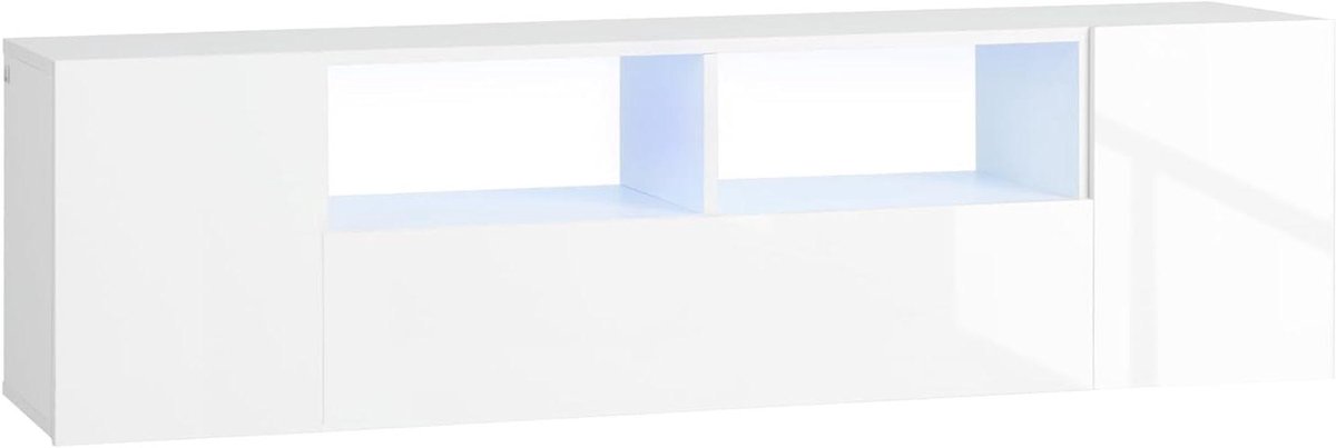 Tv-meubel met led - Tv-kast opbergruimte - Woonkamer organiseren - Instelbare ledverlichting - 137 cm breed - Wit