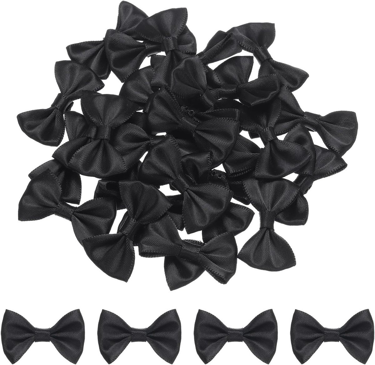 30 stuks Mini Stof Zwarte Strikjes - Doe-het-zelf Knutselen - Geschenkverpakking