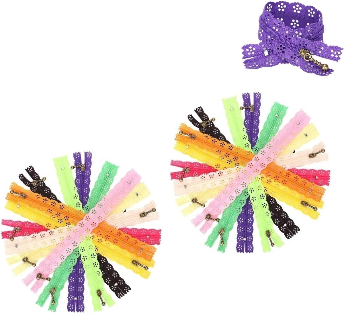 Set van 10 Kleurige Nylon Roll Zippers van 20 cm voor Naaiwerk, Handwerken en Creatieve Projecten
