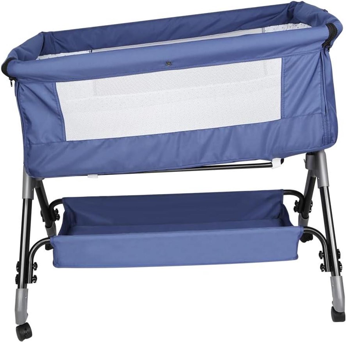 Baby wieg - Reisbedje - Naast ouders slapen - 4 Hoogte niveaus - 104 x 52 cm - Marineblauw