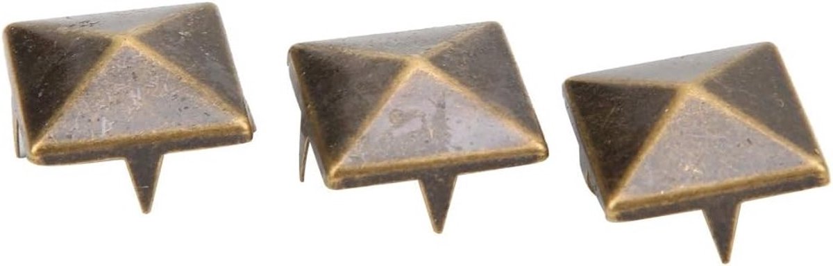 100 stuks piramide nagels, 10-15mm vierkante messing studs met 4 klauwen voor leren decoratie, geschikt voor schoenen, tassen en kleding