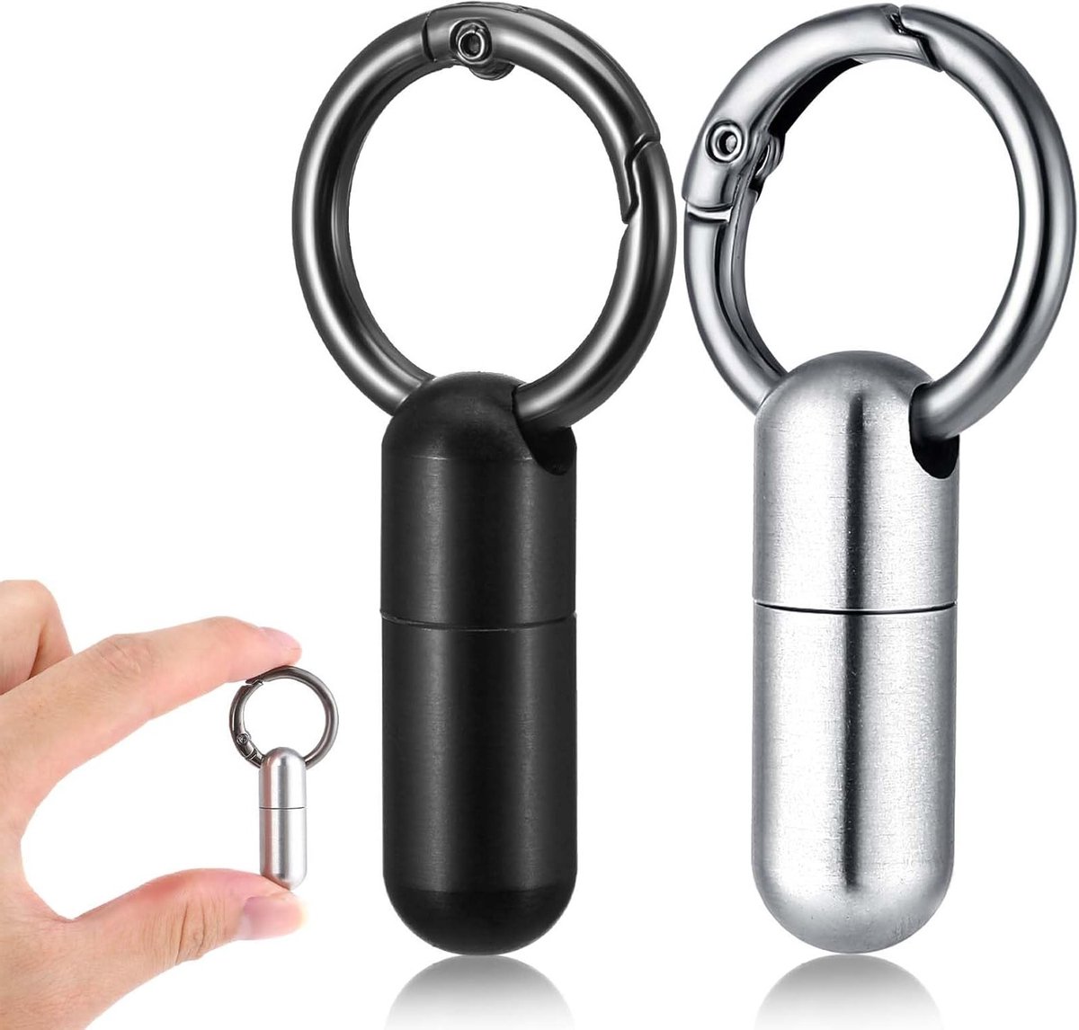 2 Stuks Micro Sleutelhanger Pillenhouder - Waterdichte Medicijn Organizer voor Kleine Pillen - Draagbare Container voor Reizen en Buitenactiviteiten met Sleutelhanger