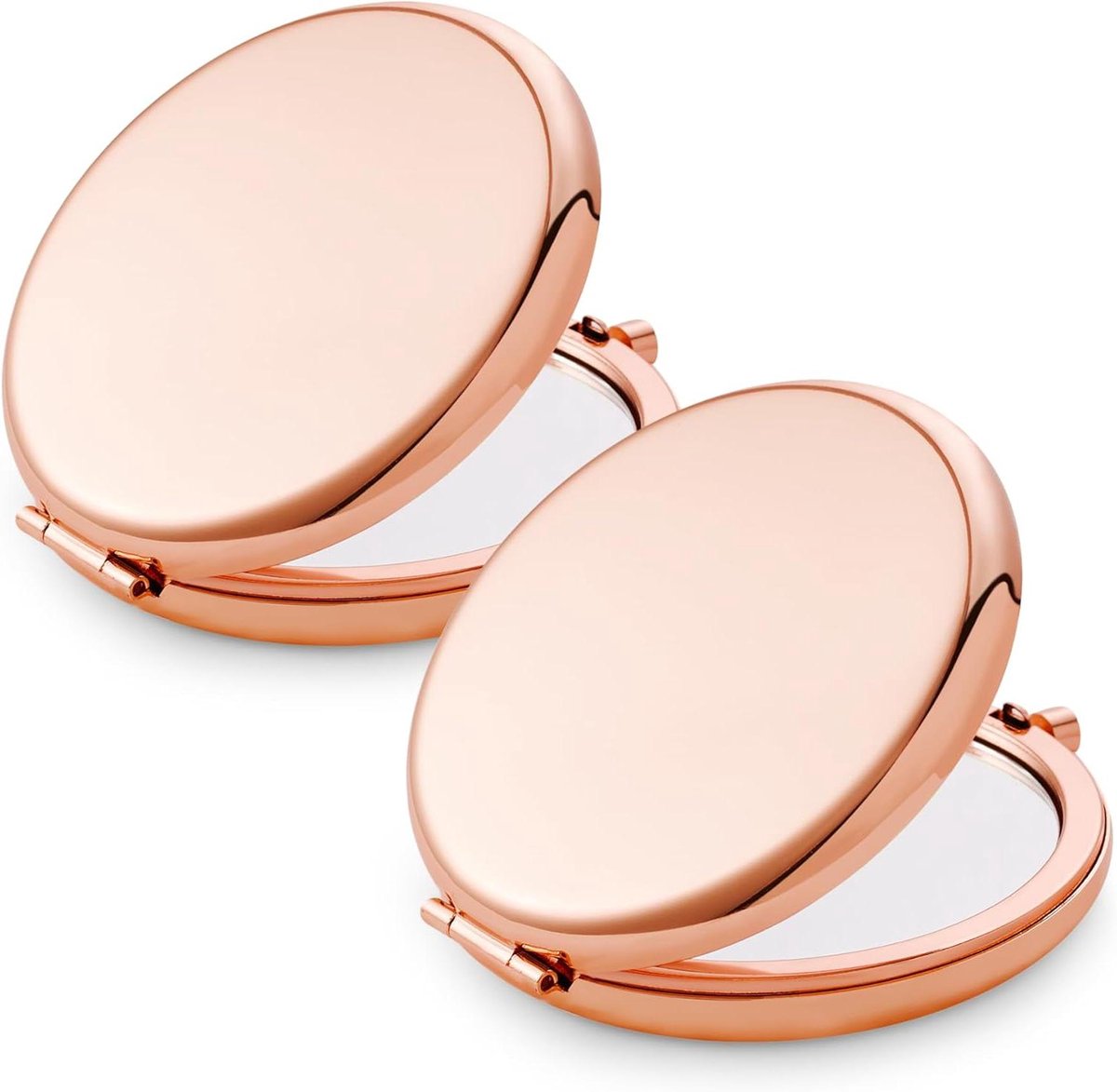 Compacte spiegel - Reisspiegel zakformaat - Make-up bijwerken - Dubbele vergroting - 63 cm diameter - Roségoud