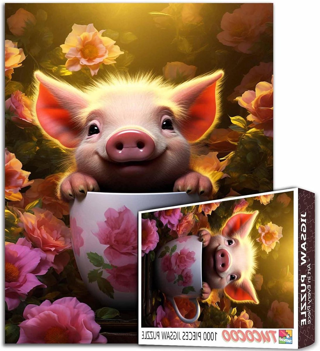 Legpuzzel 1000 Stukjes - Puzzel Volwassenen Familie - Ontspannen Thuis Activiteit - Precisie Gesneden Stukjes - 70x50cm - Beker Dier 03