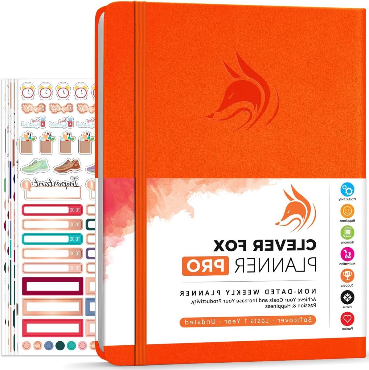 Life Planner PRO - Productiviteitsplanner Organisator - Doelen Bereiken - Ongedateerd Uniek Layout - A4 Formaat - Oranje