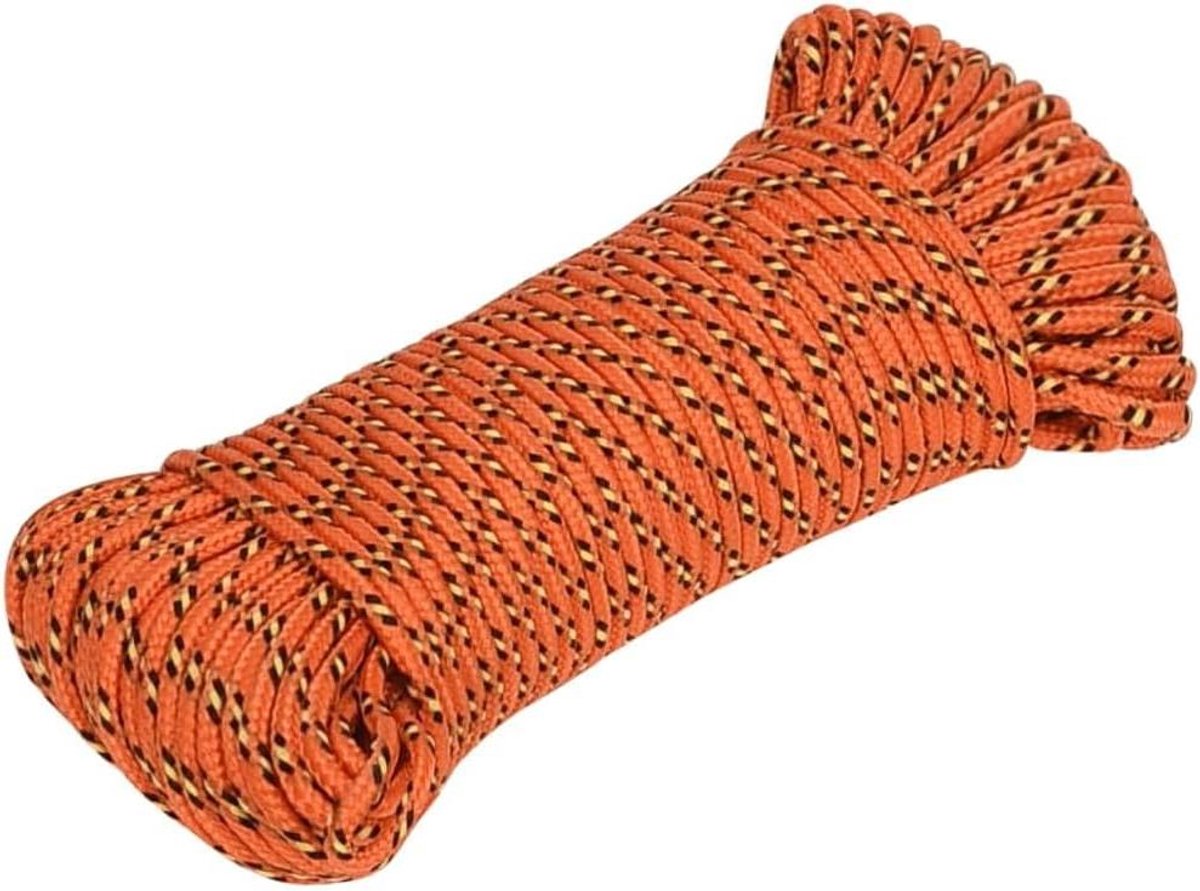 Boottouw Gevlochten - Roltouw Scheepstouw - Varen en Zeilen - Sterk en Weerbestendig - 3 mm 500 m - Oranje