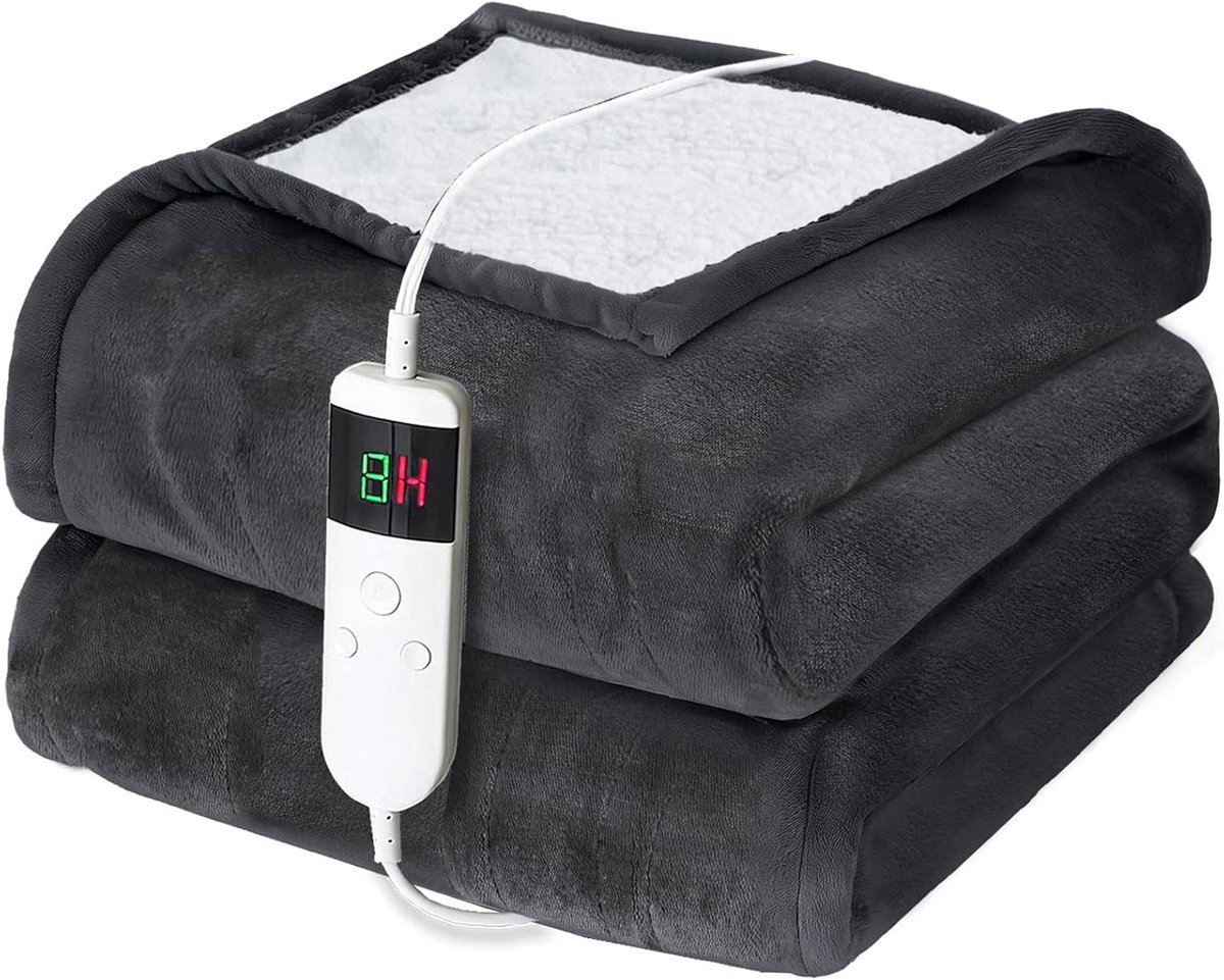 Elektrische deken - Warmtedeken bed - Aangename warmte bieden - Automatische uitschakeling - 180 x 200 cm - Grijs