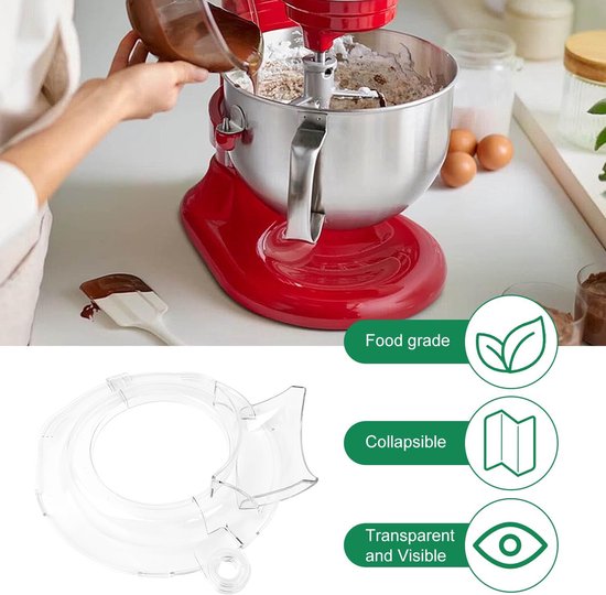 Splash Guard Mixer - Deksel Mixer - Voorkom Morsen - Precisie Ontwerp - 4.5-5 QT - Transparant — afbeelding 5