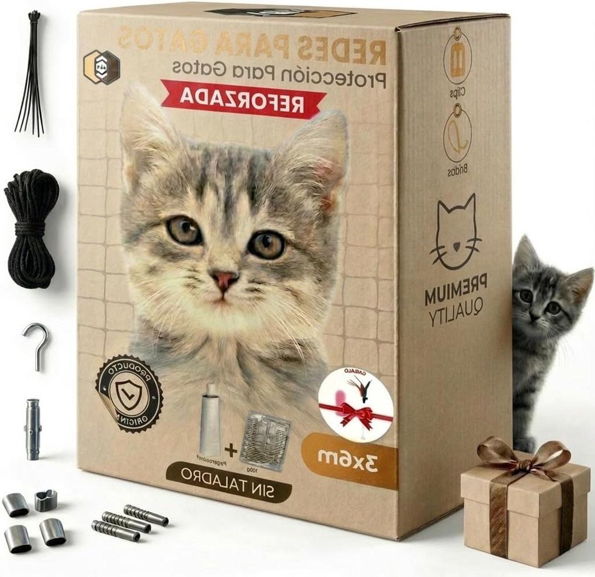 Veiligheidsnet Kat - Balkonnet Katten - Katten Buiten Zekeren - Versterkt Met Staaldraad - 3 x 6 m - Zwart