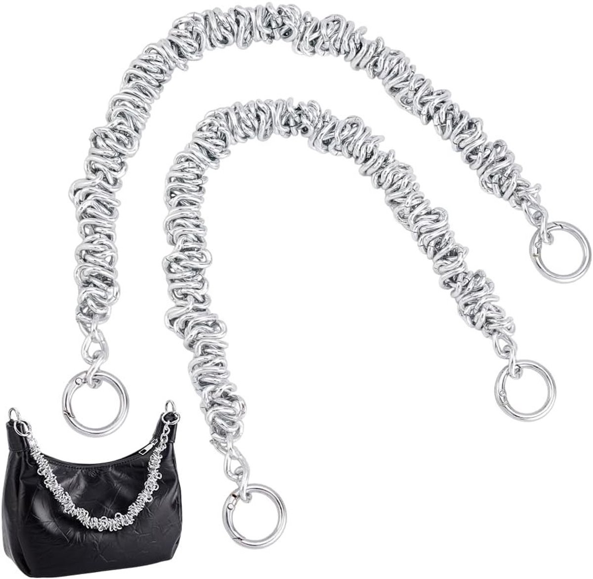 Stijlvolle Tas Ketting Handvatten, 33.3cm Platinakleurige Portemonnee Kettingen, Unieke Vervangingsketting voor Tassen met Veerpoort, Ideaal voor Mode en Accessoires