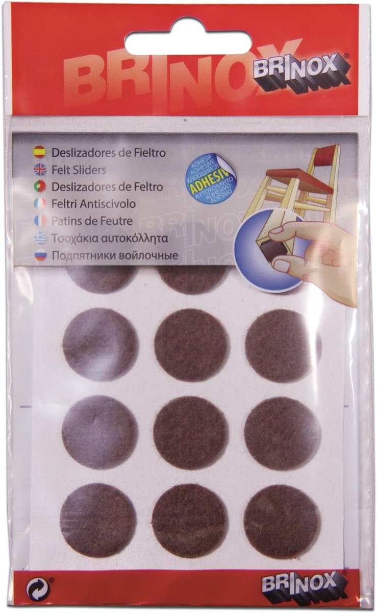 Viltglijders Set - Meubelglijders Beschermers - Vloeren Beschermen - Zelfklevend Synthetisch Vilt - 20 mm Doorsnede - Bruin