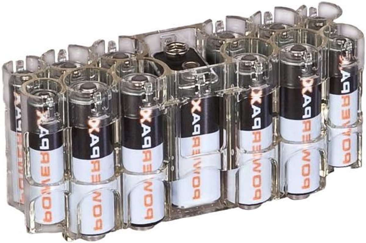 Batterij Caddy - Batterijhouder Opbergdoos - Batterijen Organiseren - Eenzijdig Doseer Mechanisme - 8xAA 4xAAA 1x9V - Helder