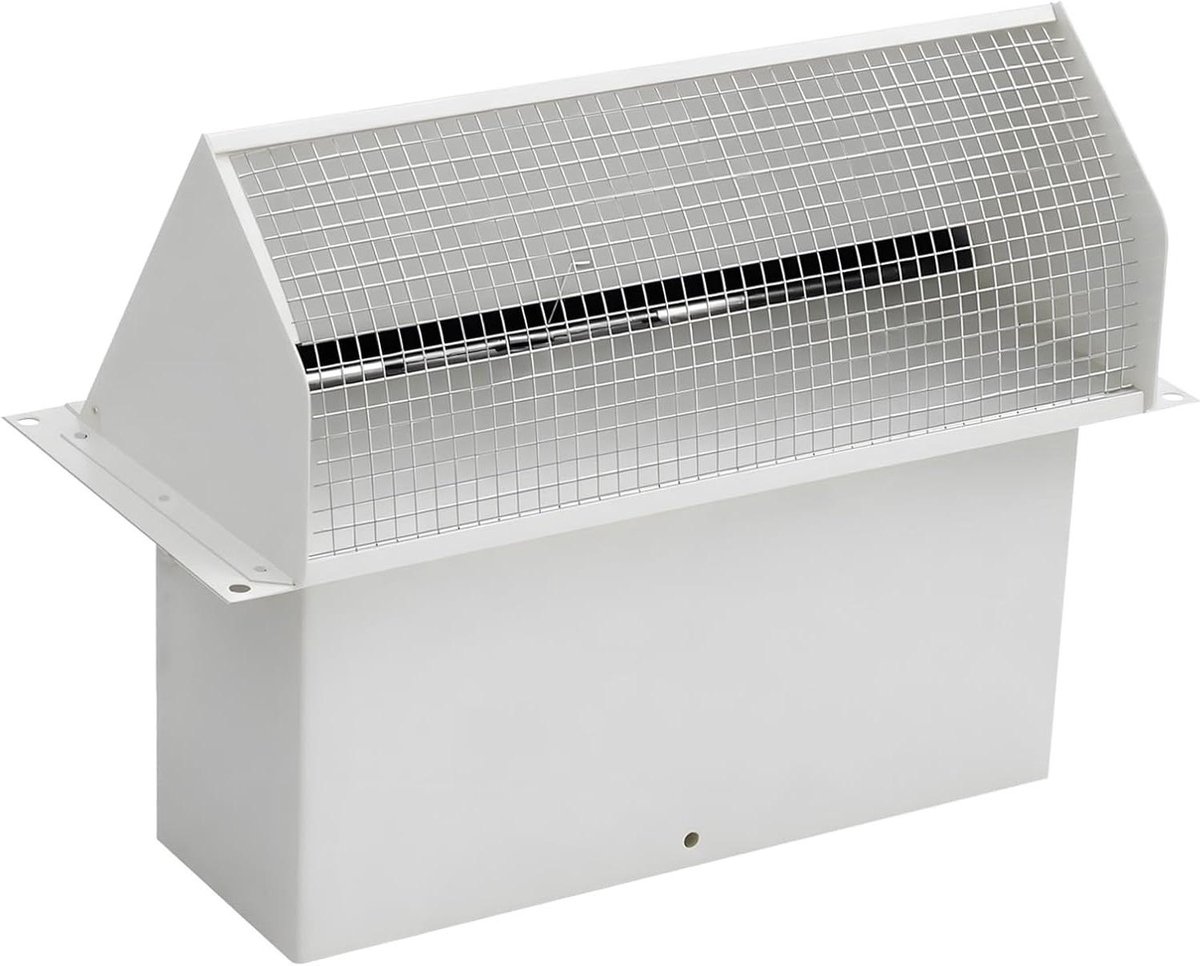 Wandventilatiedop - Afzuigkapafvoer - Keukenafvoer - Veerbelaste demper - 3-1/4" x 10" - Wit