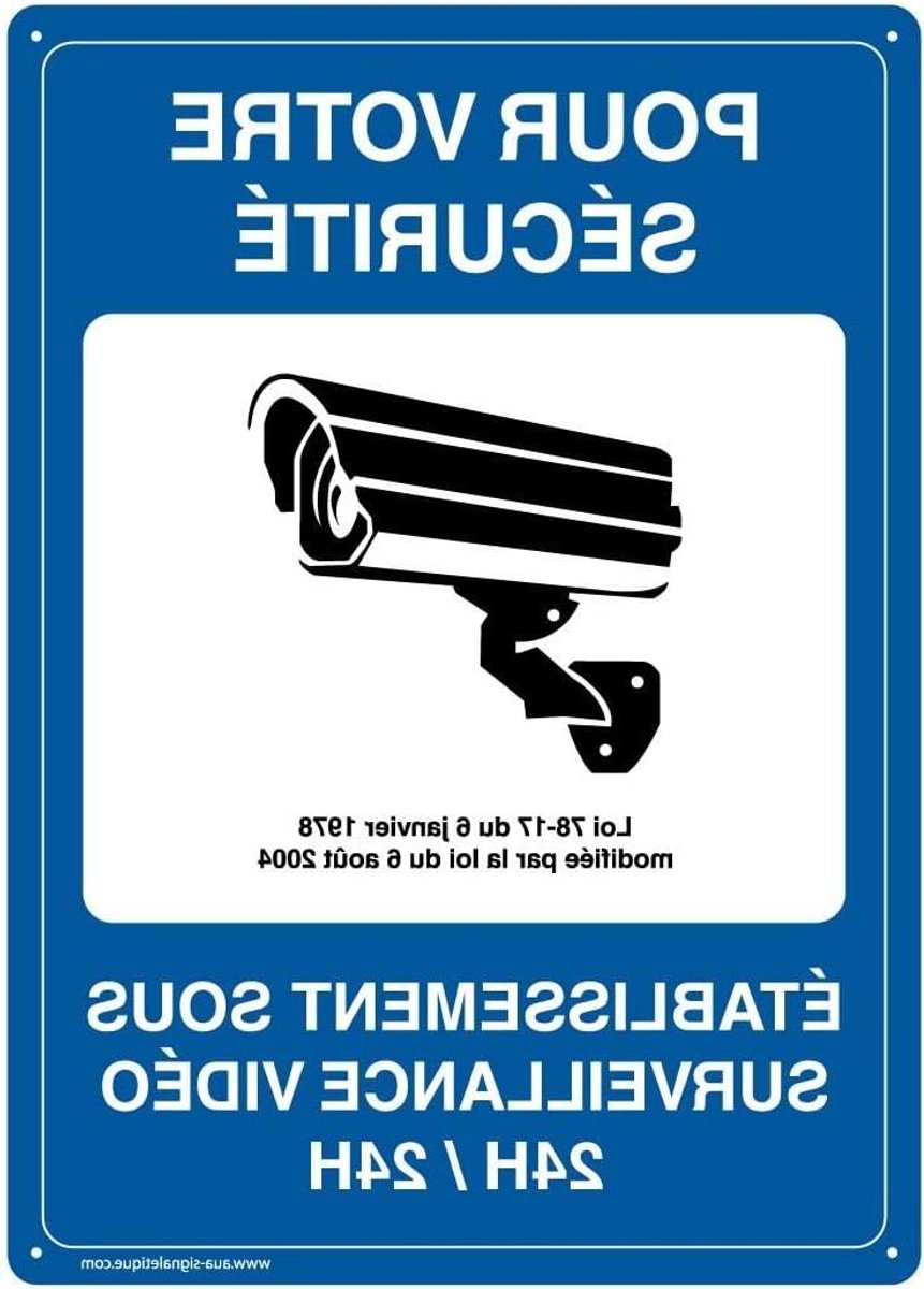 Veiligheidsbord - Waarschuwingsbord Instructiebord - Toezicht Camera Installatie - Voorgeboord Afgeronde Hoeken - 150 x 210 mm - Multicolor