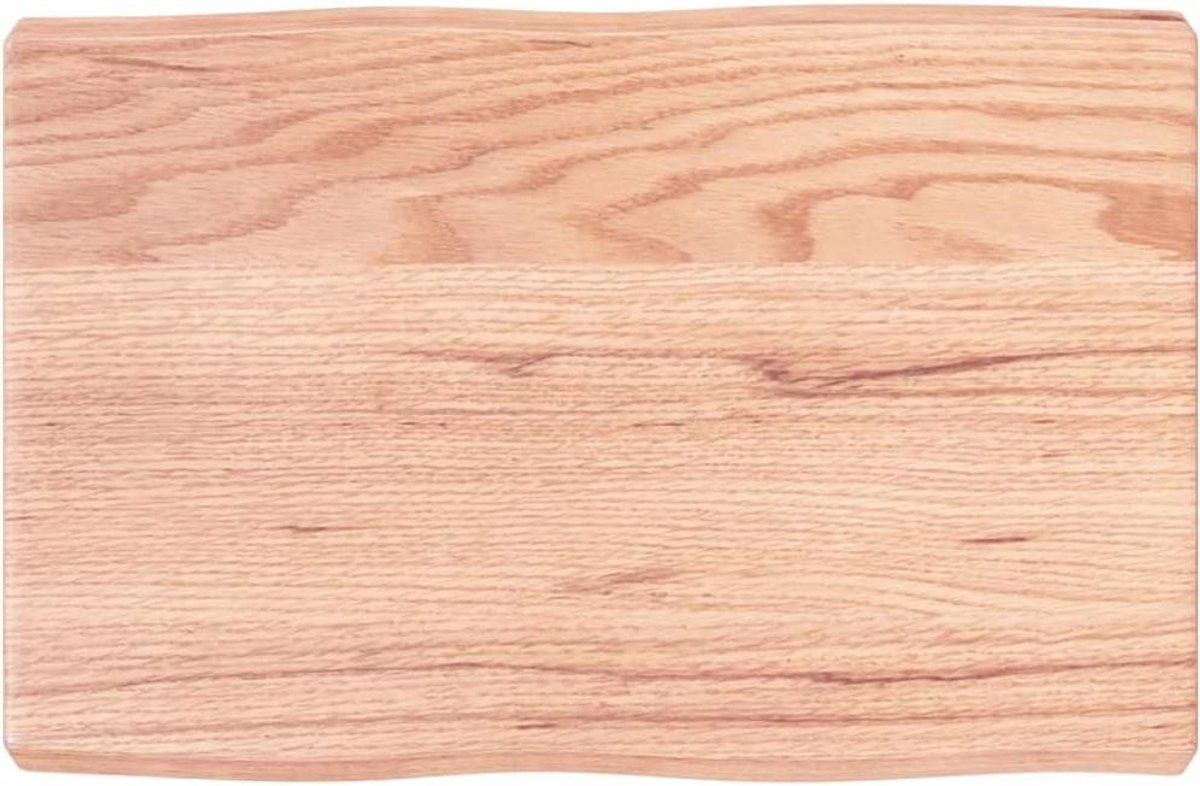 Tafelblad Eikenhout - Bureaublad Werkblad - Tafel Opfrissen - Handgemaakt Natuurlijke Rand - 60 x 40 x 6 cm - Lichtbruin