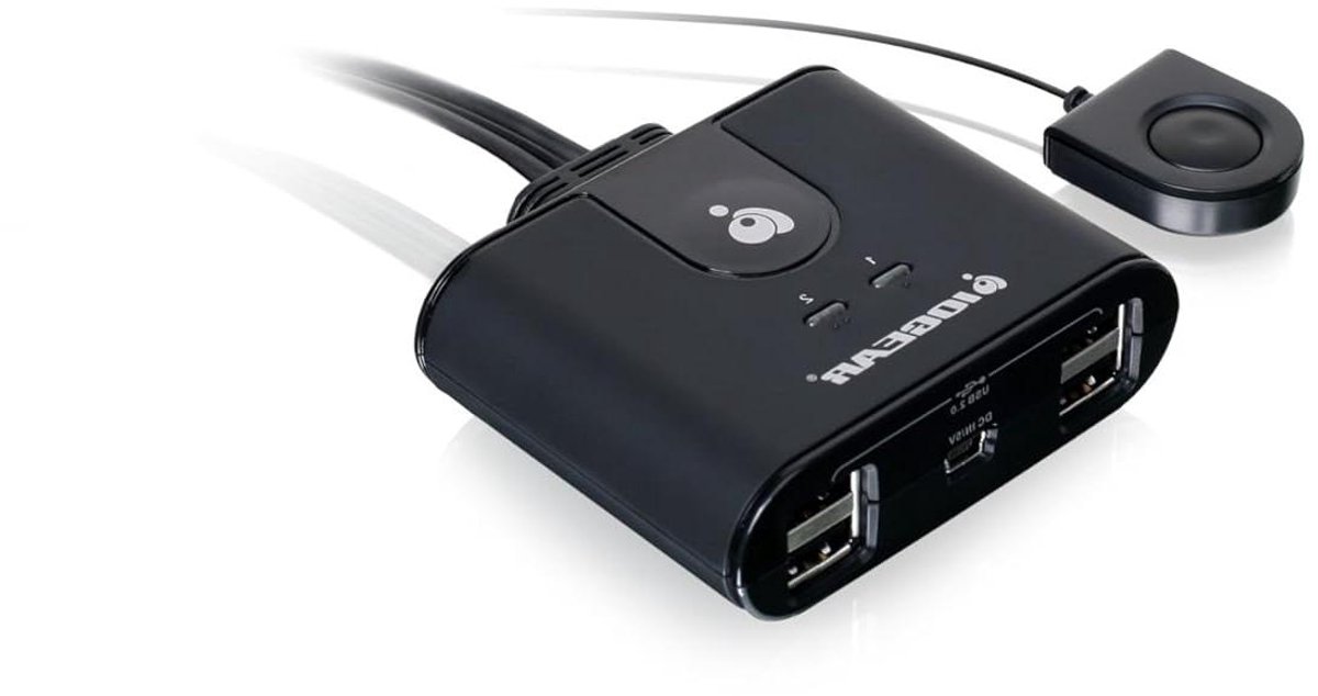 Computer Data Switch - Sharing Switch - Apparaten Delen - 4 USB Poorten - 77 mm - Zwart