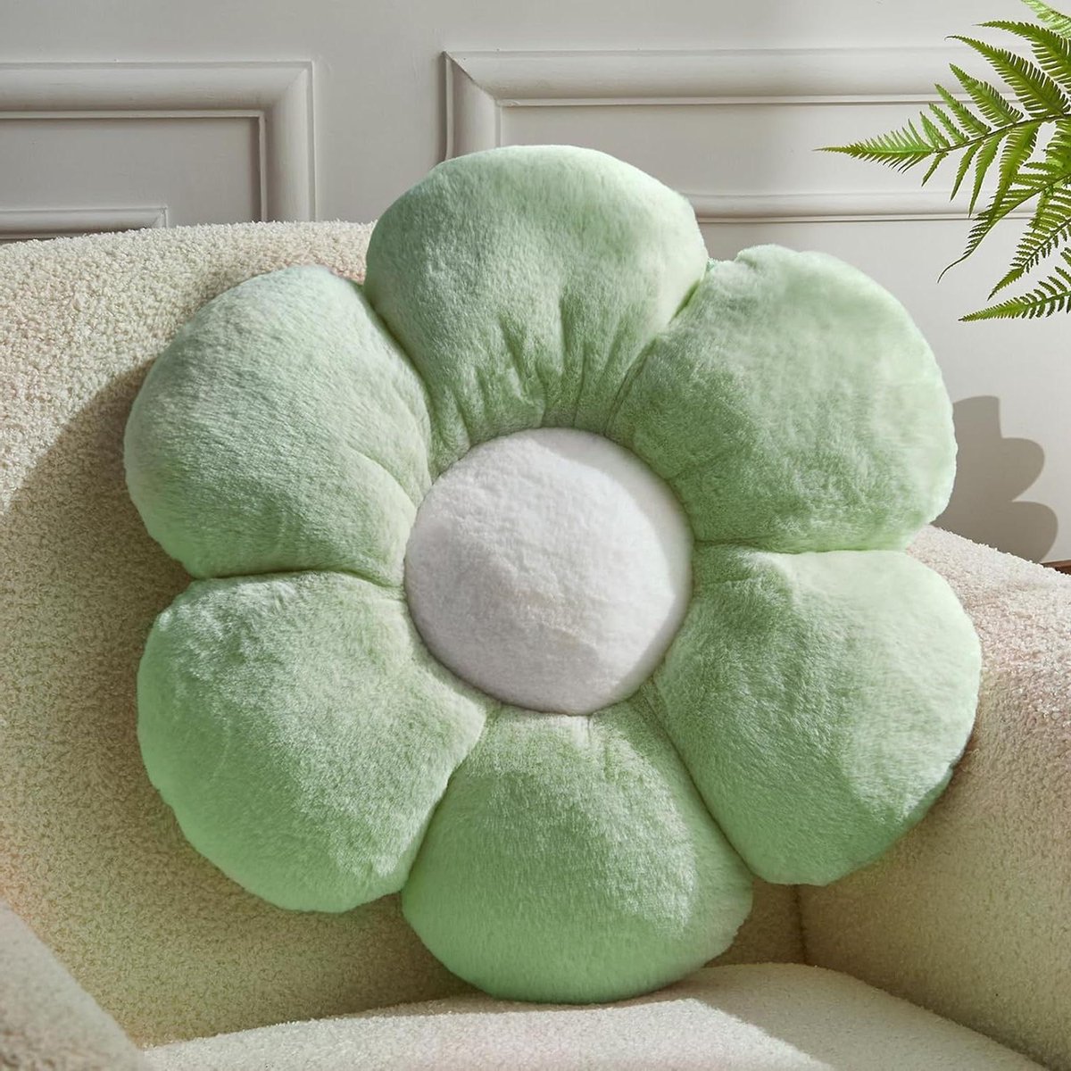 Bloemen Kussen - Zitkussen Vloerkussen - Decoratie en Comfort - Realistisch Bloemvormig Design - 60CM - Groen