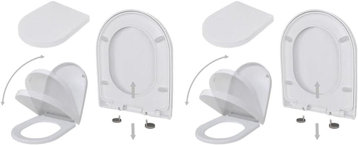 Toiletbril - WC zitting - Geruisloos Sluiten - Soft-close functie - 2 stuks - Wit