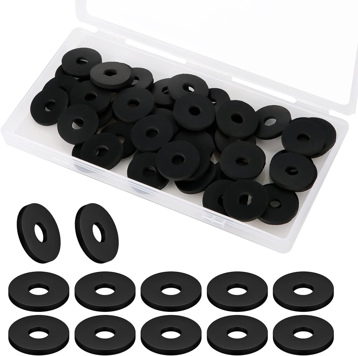 Set van 80 Stuks Platte Rubberringen voor Kraanreparatie en Vibrationdemping, Duurzaam en Veelzijdig Gebruik