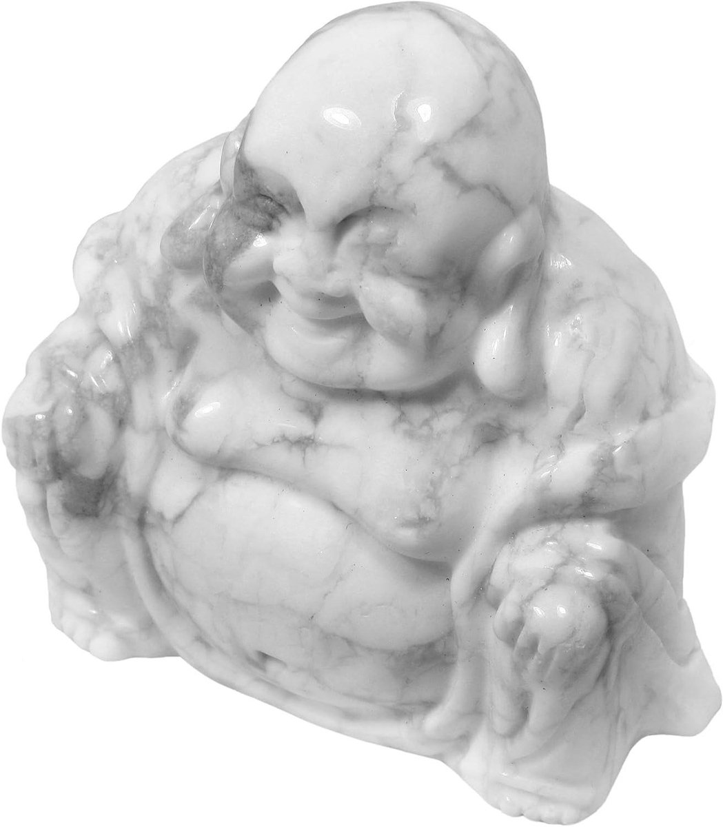 Boeddha Standbeeld - Zittende Boeddha - Decoratie Huis - Handgesneden Steen - 5.00cm - Wit