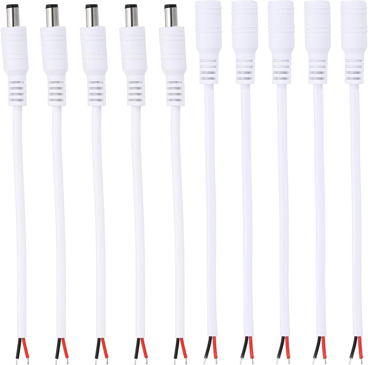 DC Stroomkabel - Adapter Kabel - Verbinding Maken - Koperen Geleider - 15 cm - Wit
