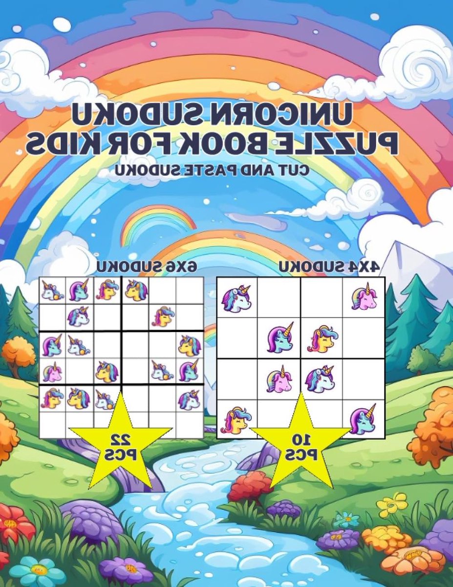 Unicorn Sudoku Puzzelboek - Knip en Plak Puzzels - Educatieve Spelletjes - Unieke Afbeeldingen - 4x4 en 6x6 Raster
