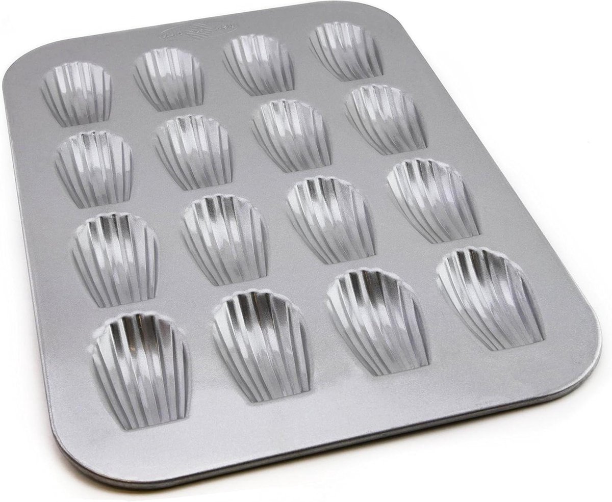 Madeleine Bakvorm - Franse Koekjesvorm - Franse Koekjes Bakken - Warp Resistant Nonstick - 16-Well - Zilver
