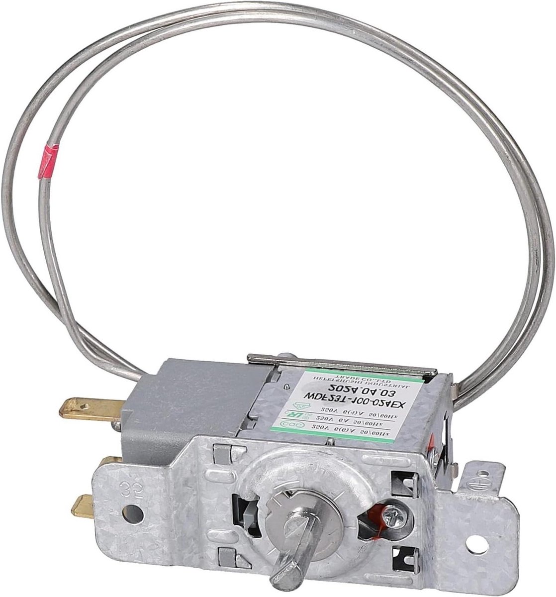 Koelkast thermostaat - Temperatuurregelaar koeler - Koelkast temperatuur regelen - Capillaire buis sensor - 79 mm lengte - Zilver