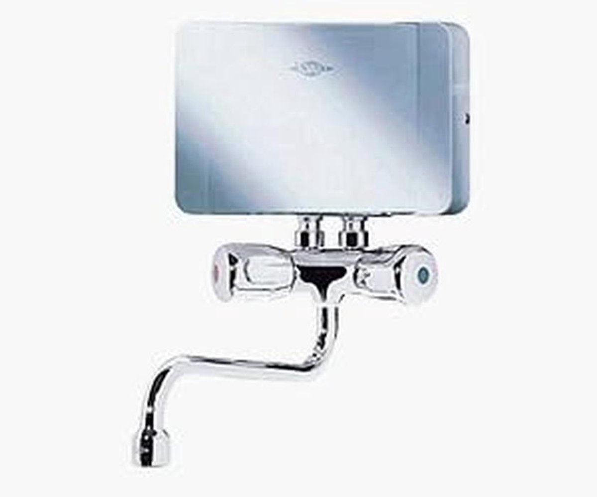 Directe Waterverwarmer - Doorstroomverwarmer Klein - Direct Warm Water - Hydraulisch Gestuurd - 135 x 186 x 87 mm - Zilver