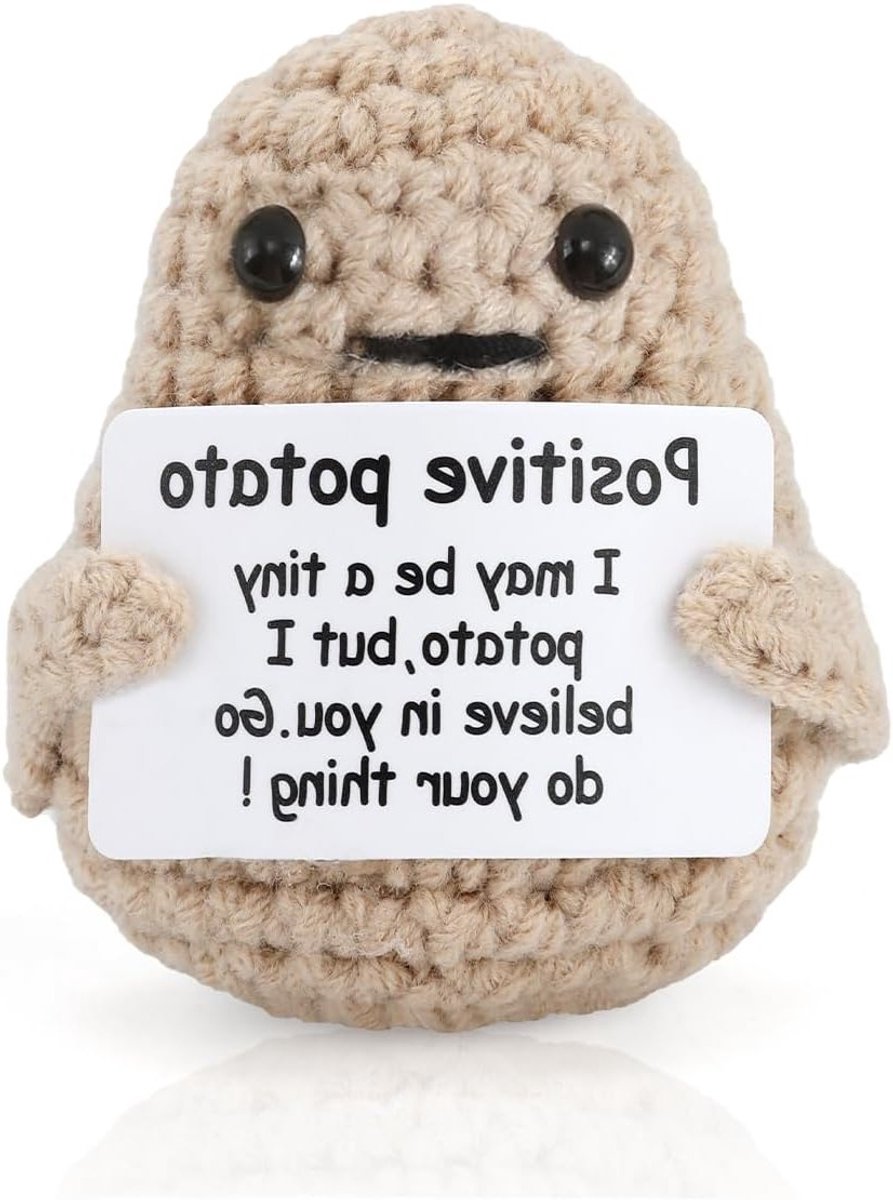 Lachen met een Knuffelbare Aardappel van 7 cm, Inspirerende Kaarten voor Aanmoediging, Verjaardagscadeaus en Decoratie voor Kantoor en Kamer
