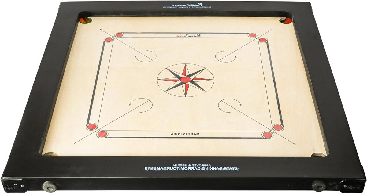 Carrom Bord - Speelbord Tafelspel - Toernooi Spelen - 12 mm Multiplex Constructie - 85 x 85 cm - Natuurlijk Hout