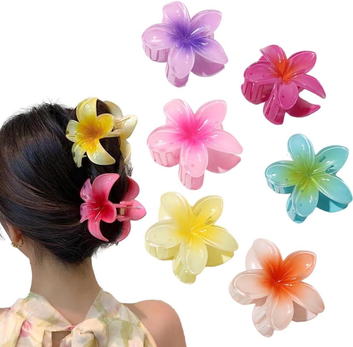 Haarspelden Set - Bloem Speldjes - Haar Stijlen - Antislip Grip - 6 stuks - Gekleurd