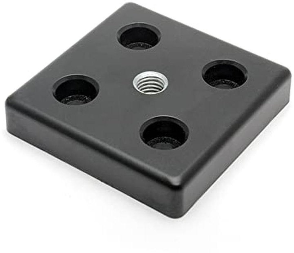 Voetplaat T-moer - Bevestigingsplaat Hoekplaat - Profielen Verbinden - I-type groef 8 - 80x80 M12 - Zwart