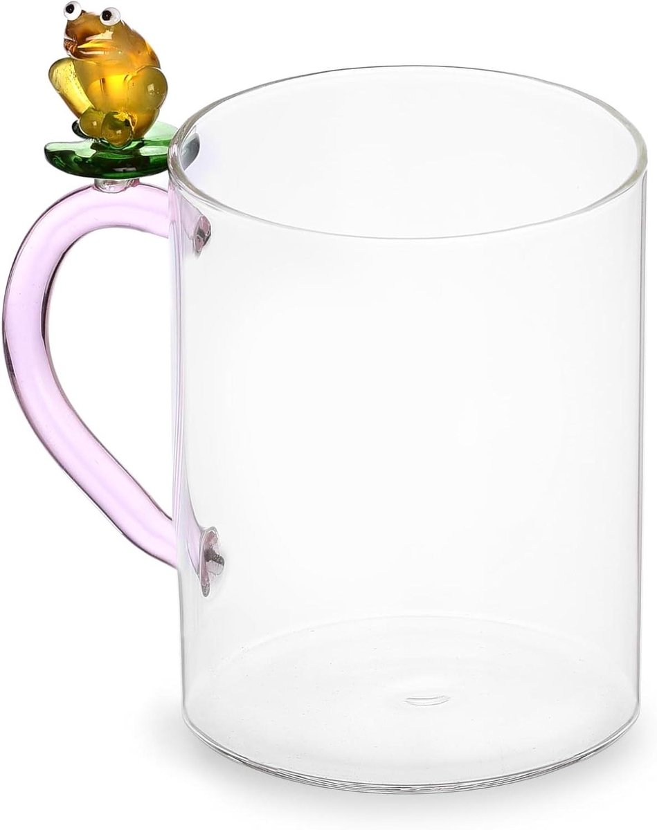 Kikker mok - Glazen mok - Dranken serveren - Uniek kikker design - 8 x 10 cm - Transparant