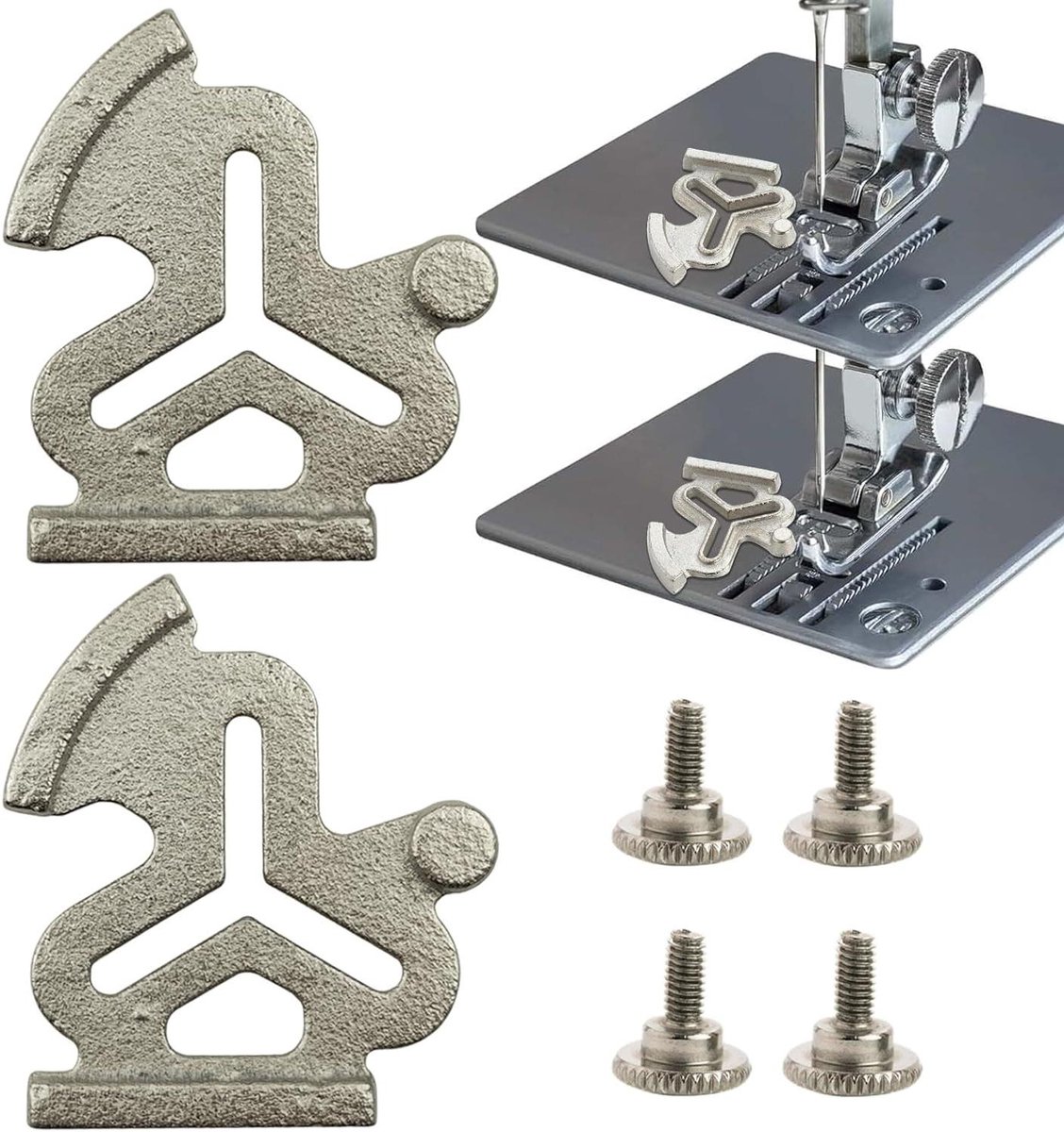 Naaimachine Gids - Stiksteek Meter - Nauwkeurig Naaien - Ijzeren Constructie - 2 stuks - Zilver