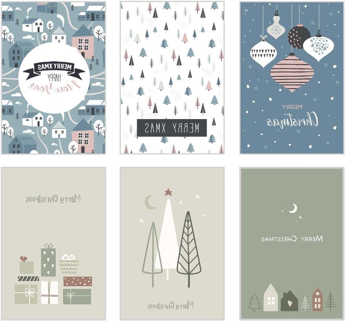 Kerstkaarten Set - Wenskaarten Kerst - Persoonlijke Groeten Versturen - Dubbele Vouwkaarten - 115 x 17 cm - Verschillende