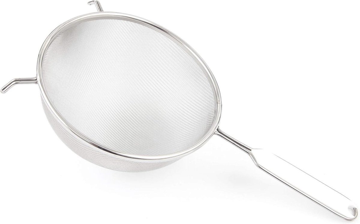 Halfronde Zeef - Keuken Zeef - Voedsel Wassen - Dubbele Haak - 16 cm Diameter - Wit