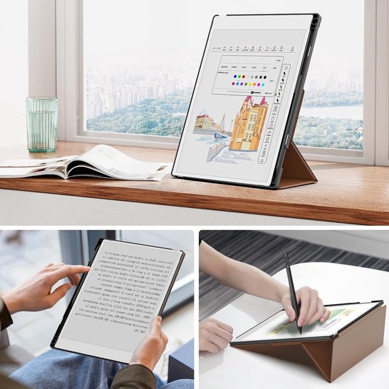 Trifold Stand Case voor Remarkable Paper Pro 2024 11.8", Premium Leren Hoes met Penhouder, Auto Sleep/Wake Functie en Bescherming voor Tablet — afbeelding 3