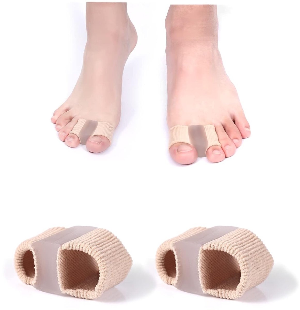 Bunion Toe Separators voor Overlapping Toes - Gel Spacers met 2 Lussen voor Comfort en Correctie van Hallux Valgus bij Mannen en Vrouwen