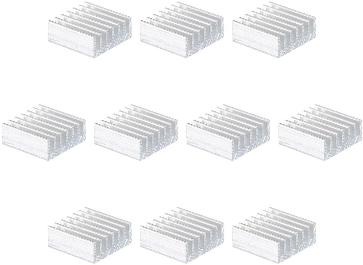 Aluminium Koellichaam - Heatsink CPU - Componenten Koelen - Met Thermische Sticker - 14 x 14 x 6 mm - Wit