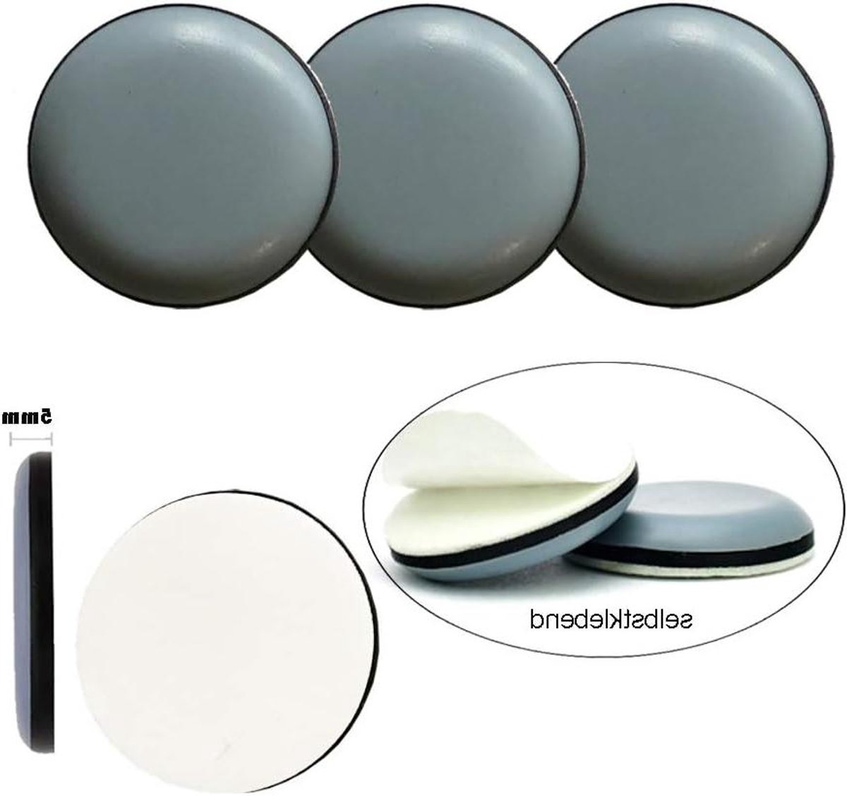 Meubeldopjes Teflon - Glijders PTFE - Meubels Verplaatsen - Zelfklevend - Ø 25 mm - Wit