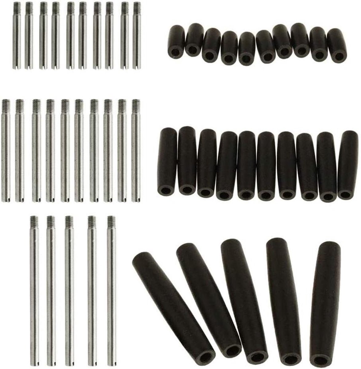 Saxofoon Reparatie Onderdelen - Blaasinstrument Accessoires - Sax Onderhoud - Bakeliet As Met Staaf - 5 Set - Zwart Zilver