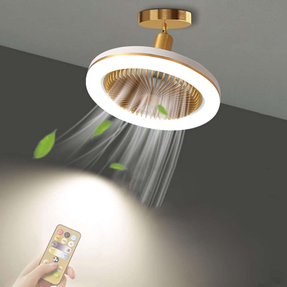 TIM® Plafonniere Met Ventilator - Plafondventilator - Plafondventilator Met Verlichting - Goud - 12cm x 26cm x 12cm