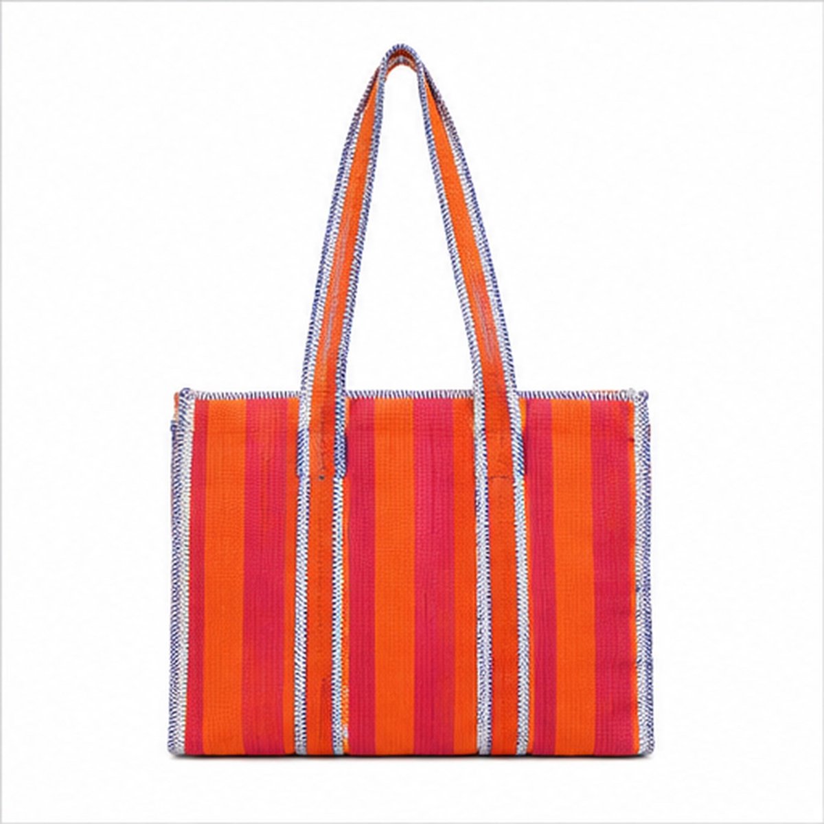 HS Stoffen Tas - Meerdere Prints - Orange Red Striped - Maat One Size