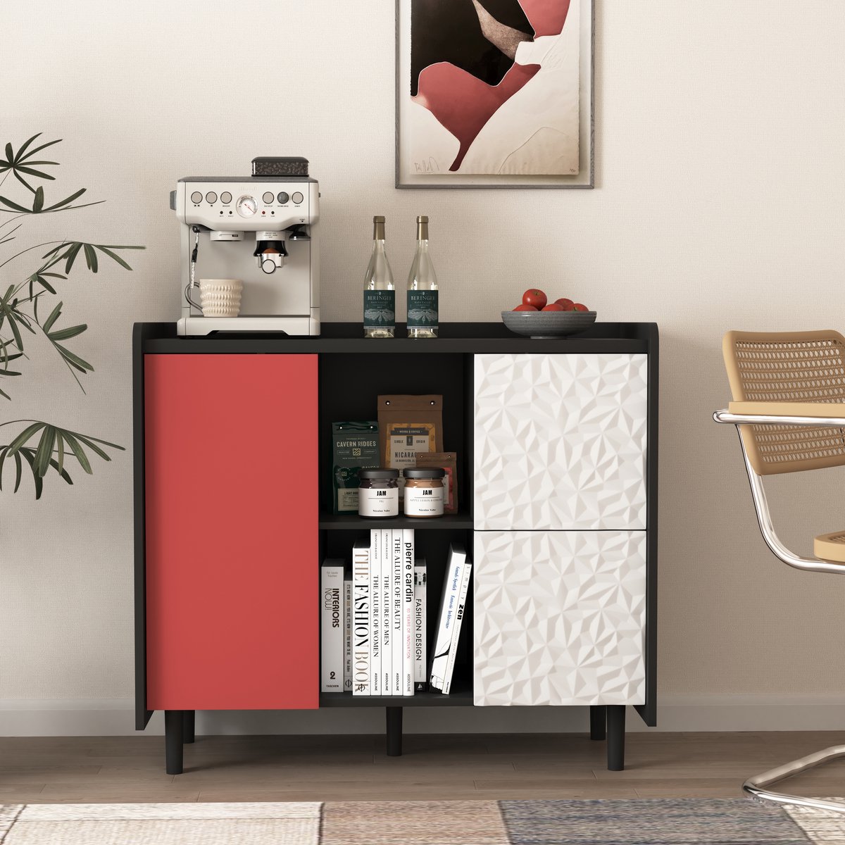 REDOM - Dressoirkast - Open Opbergruimte En 2 Laden - Modern - Voor Keuken Of Eetkamer - M