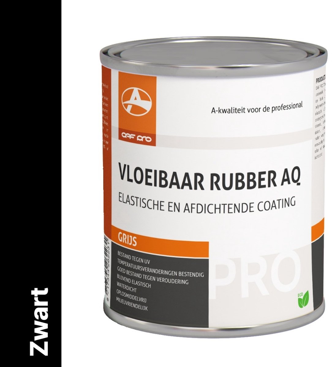 OAF PRO Vloeibaar Rubber AQ Zwart 750 ml - UV-Bestendig - Dakbedekking - Afdichting - Dicht Scheuren en Kieren - In Wit, Grijs en Zwart