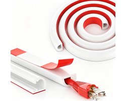 Kabelgot - Kabelbuis - 2 m - Zelfklevend Kabelgoot - Kabelbeheer - Kabel Organiser - PVC - Voor diameter 7mm kabel - Kabelmantel - Kabelbeschermer - Snijbaar - Voor computer, kantoor, Bureau en TV - Kabelhouder - Om Kabels Te Verbergen - Wit