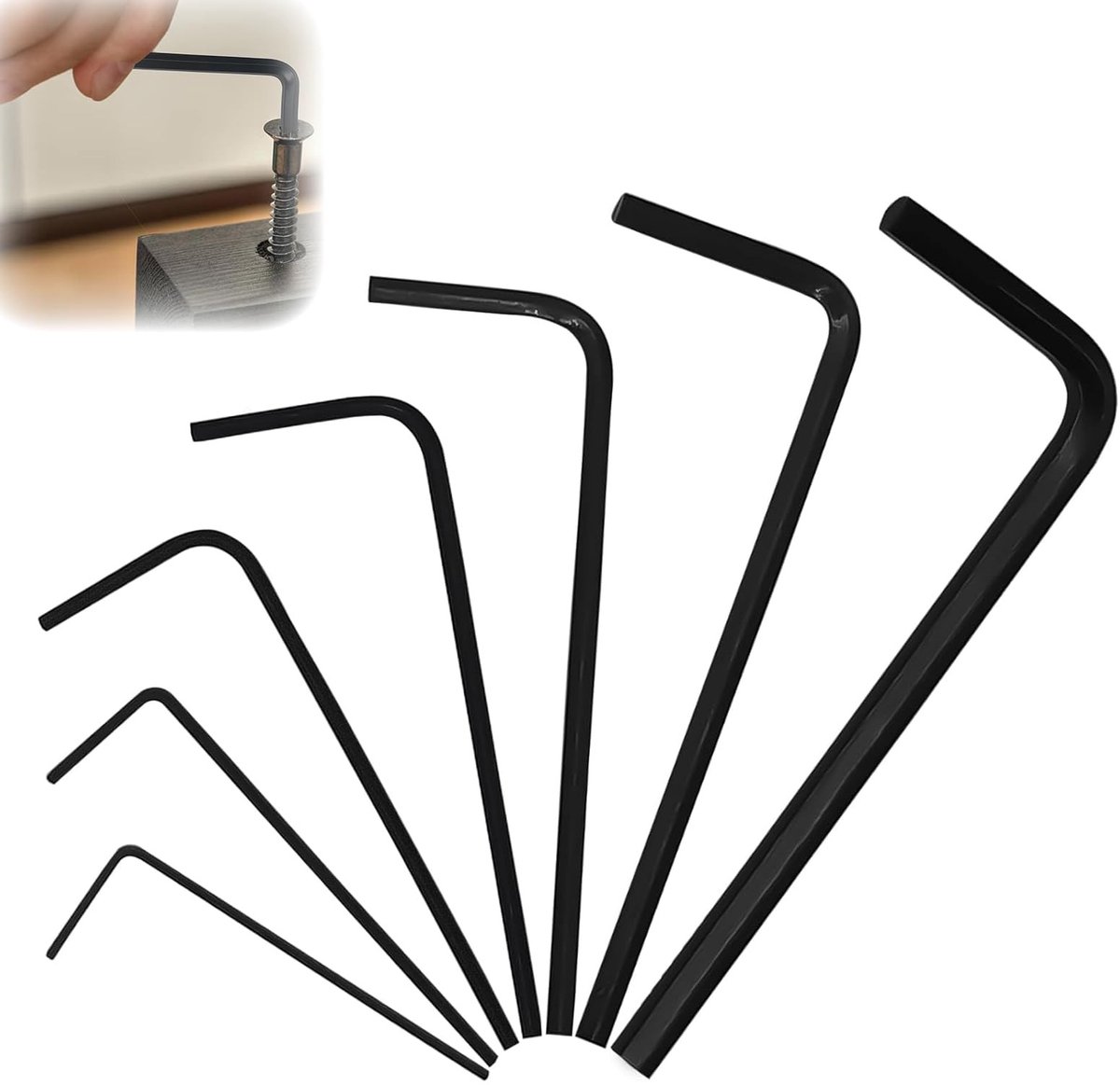 Dailygoods - Cosensi - Dailygoody - Set van 7 Imbus Sleutels - Mini Wrench Set - Hoogwaardige Carbon Staal - 0.7-3 mm - Geschikt voor Fiets Onderhoud - Zwart