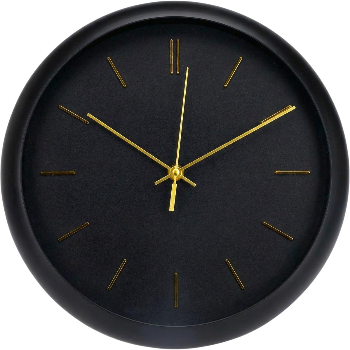 Dailygoods - Wandklok Modern Rond 30 cm Stil Zonder Tikken met Gouden Wijzers Zwart