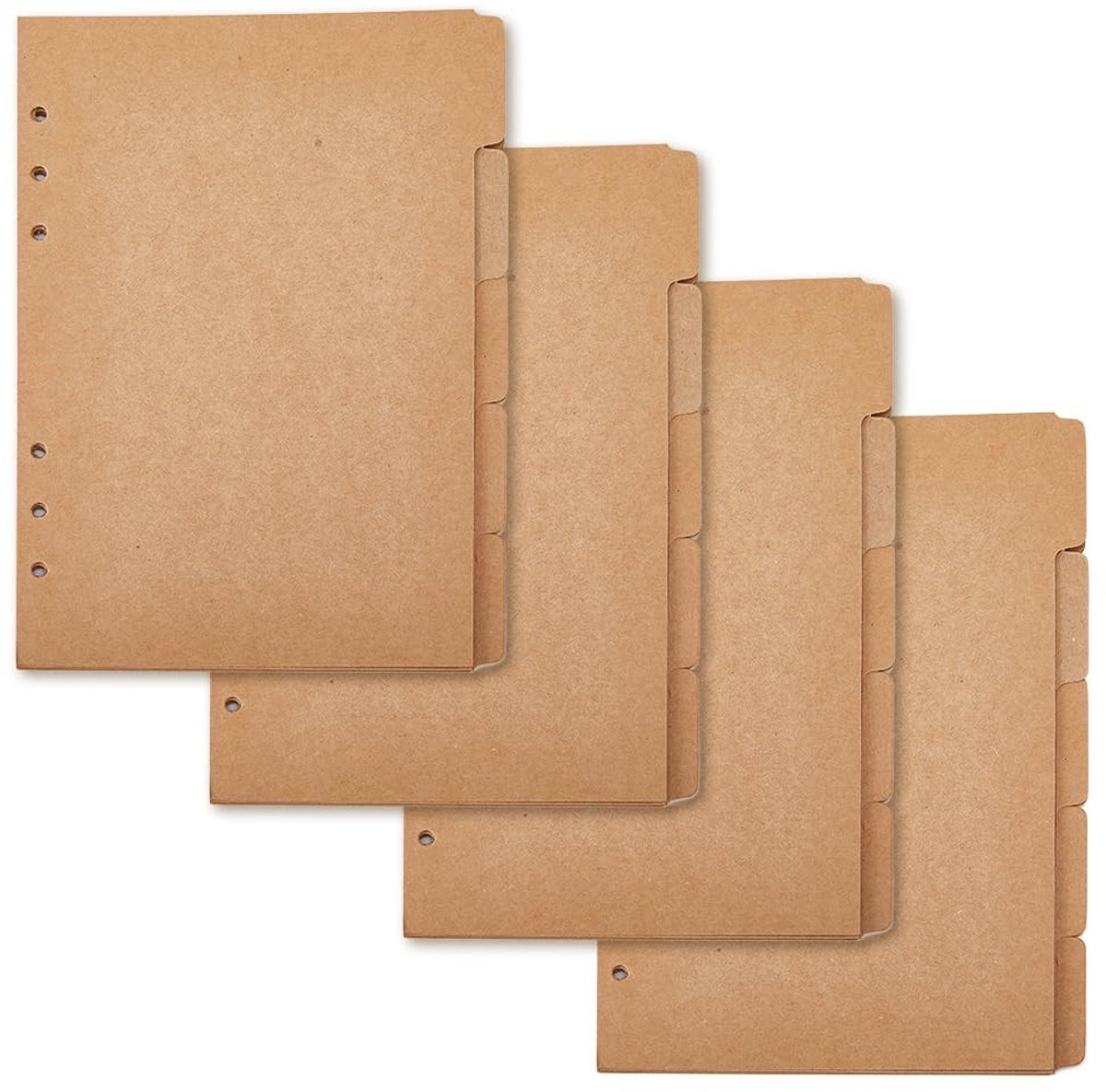 Dailygoods - Dailygoody - A5 Kraftpapier Verdelers - 6-gats Ringband - Burlywood - 20 Vellen - Perfect voor Planners en Notitieboeken